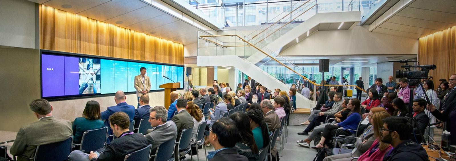 A Lecture Takes Place in NYU Langone's Science Building