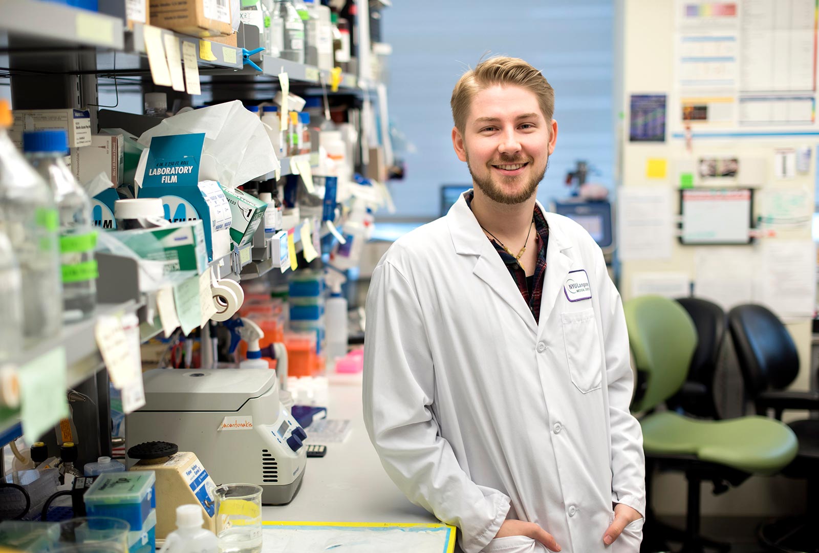 PhD Candidate Joshua Frenster in Lab