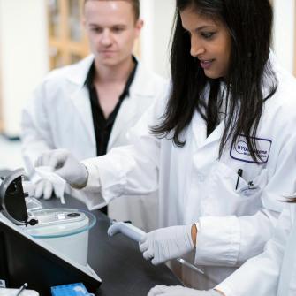 Postdoctoral Fellow Bhama Ramkhelawon in Lab