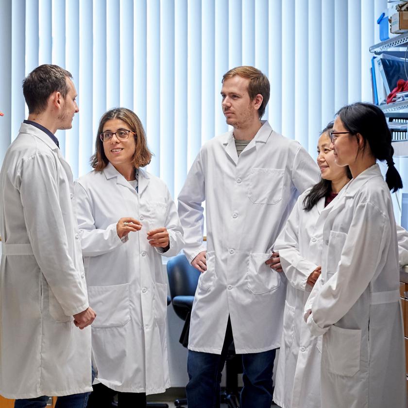 Dr. Agnel Sfeir, researcher at NYU Langone, with other research trainees.