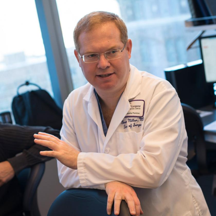 Surgical oncologist, George Miller, MD, in a lab